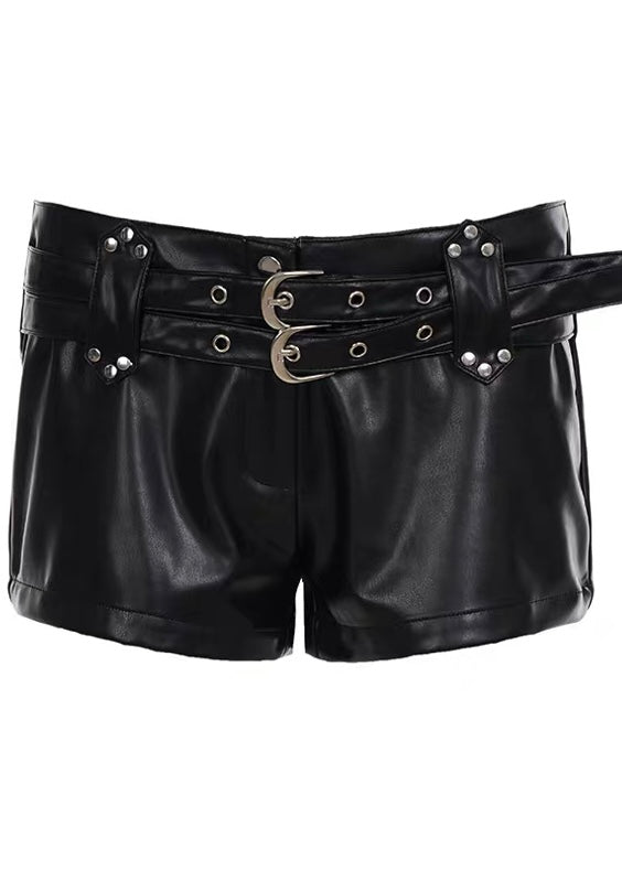 ダブルベルトPUレザーショーツ / VO1318