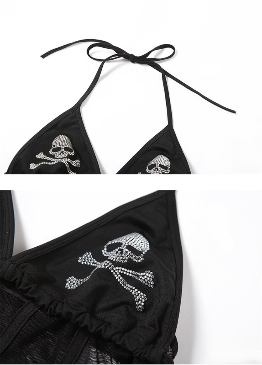 スカルダイヤモンドホルターストラップベスト / VO1104