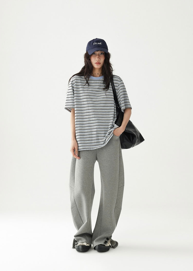 Striped short sleeve round neck T-shirt / AS1244