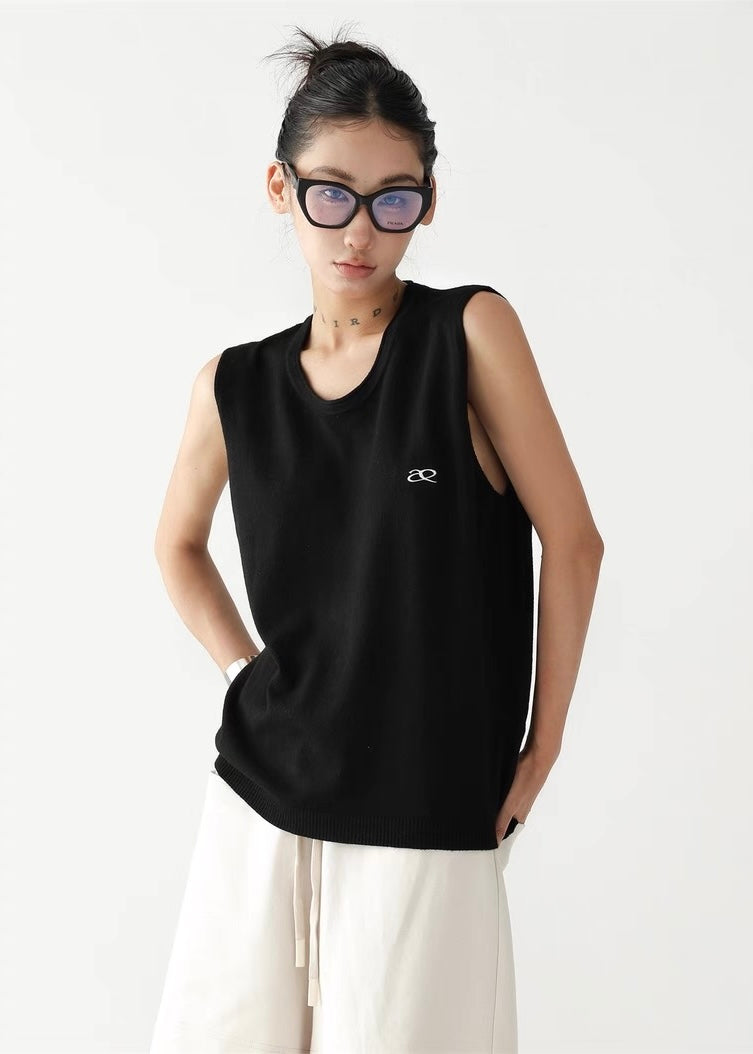 Simple loose knit vest top / AS1280