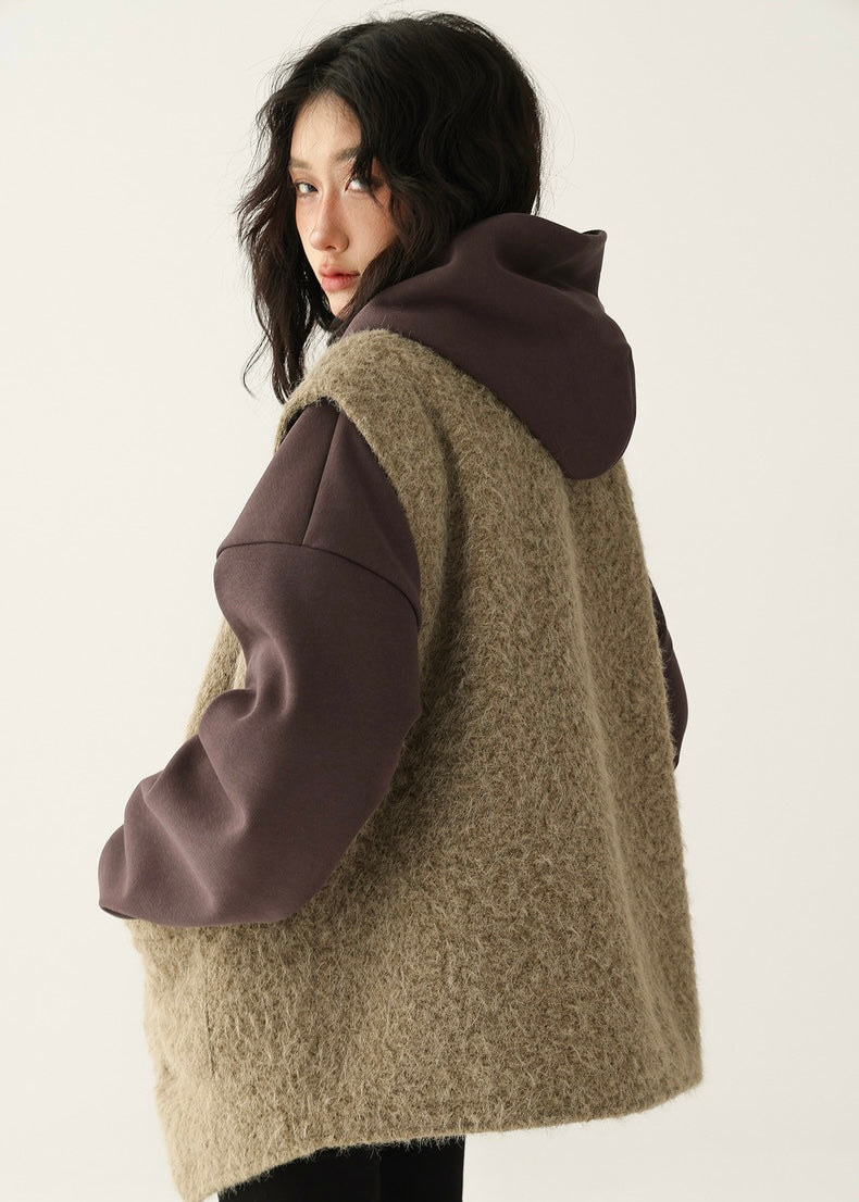 V-Neck Faux Wool Over Vest / LG1189