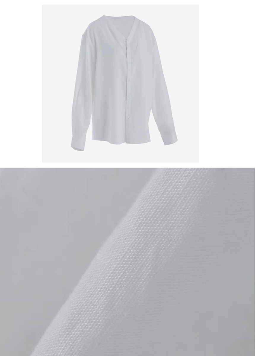 Loose single-breasted V-neck shirt / AS1316