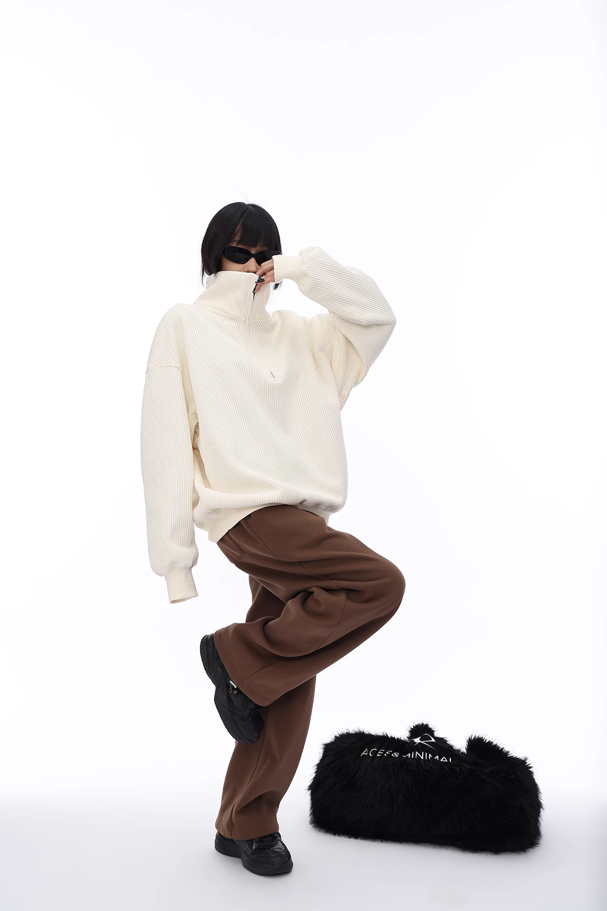 half-zip waffle knit/as1115