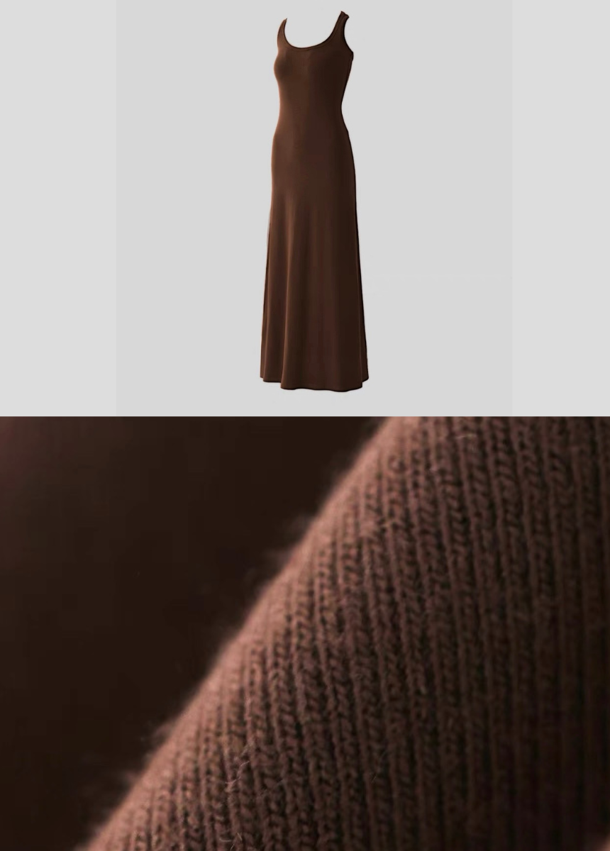 Slim back design long dress / AS1315