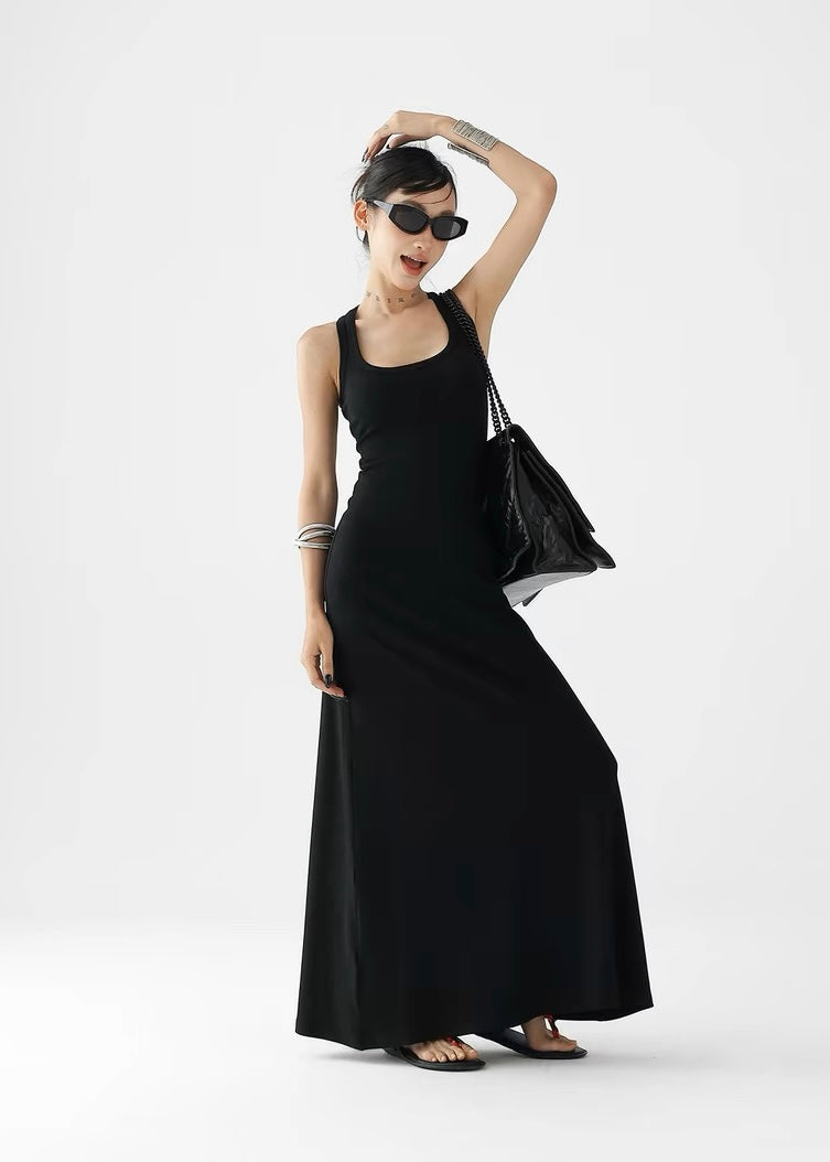 Slim back design long dress / AS1315