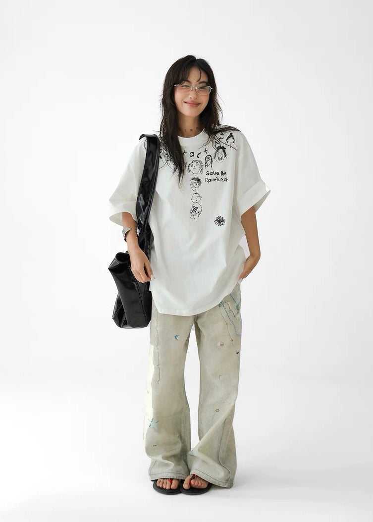 Hand Painted Cartoon T-shirt / AS1314