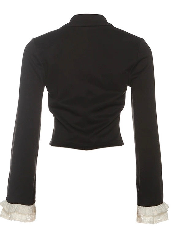 ジッパーフリルクロップドジャケット / vo1263