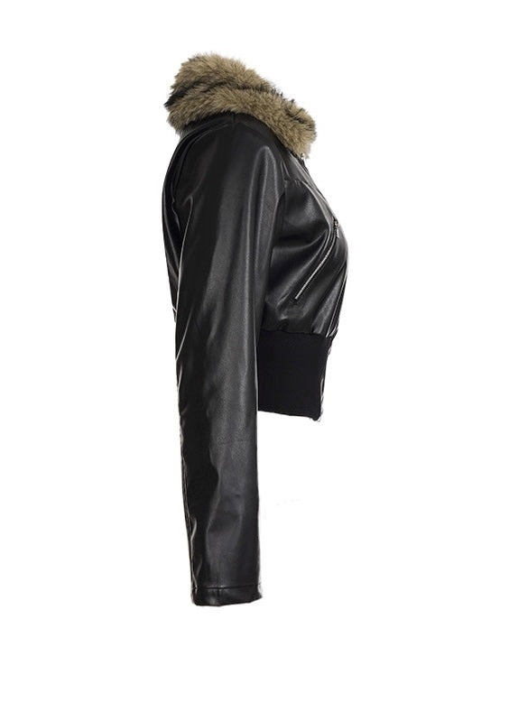 ファーカラーショートジャケット / VO1306