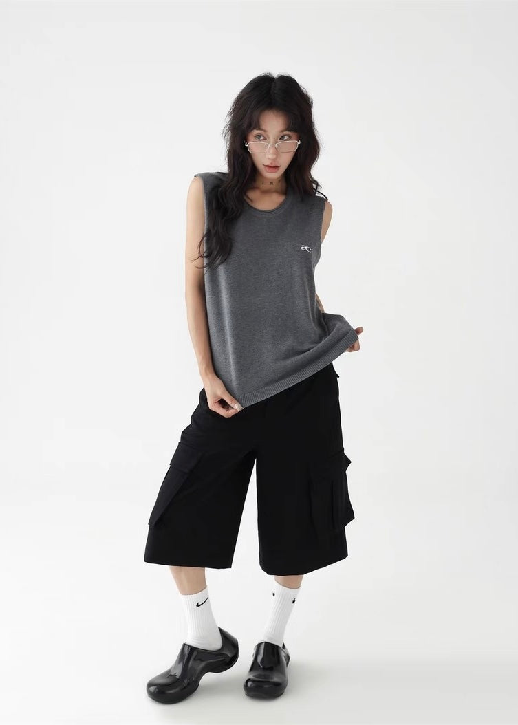 Simple loose knit vest top / AS1280