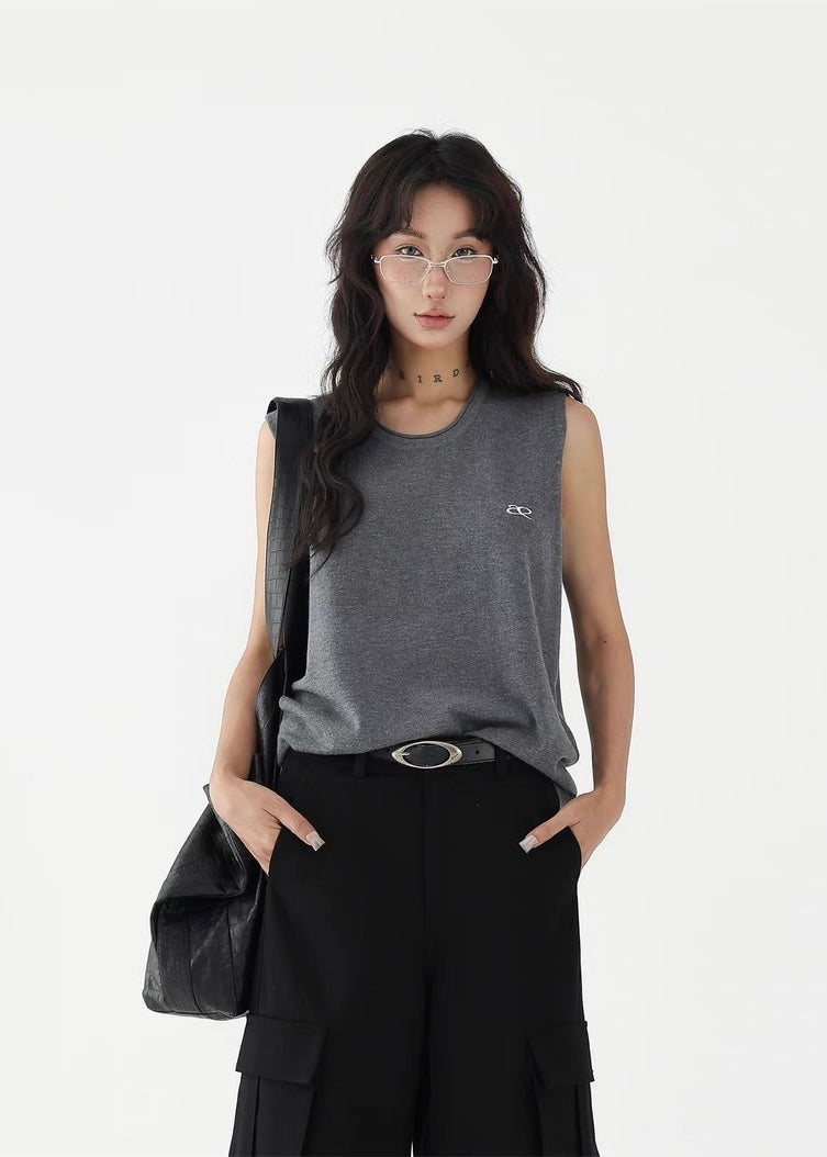 Simple loose knit vest top / AS1280
