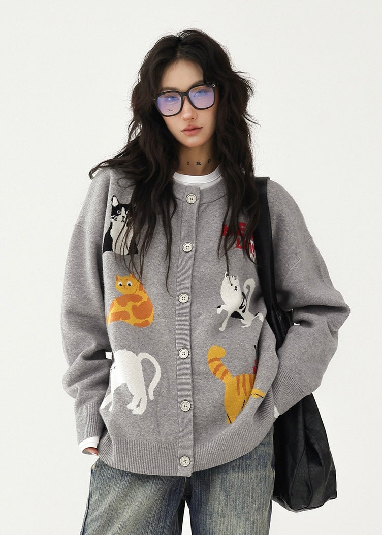 funny cat cardigan / AS1188