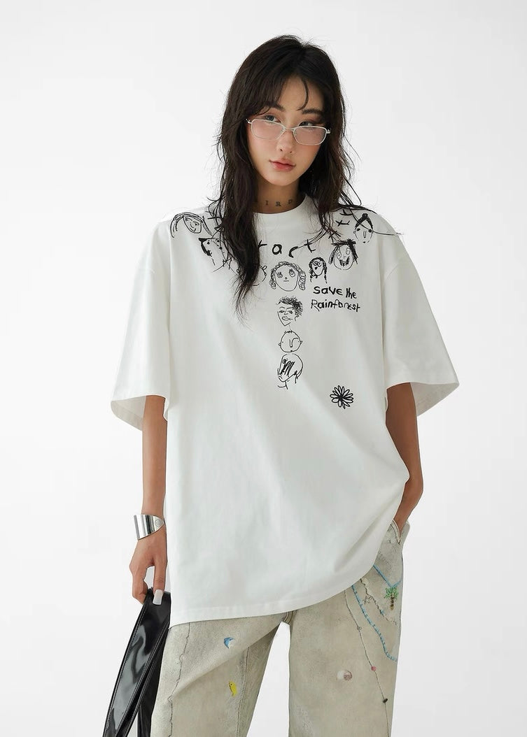 Hand Painted Cartoon T-shirt / AS1314