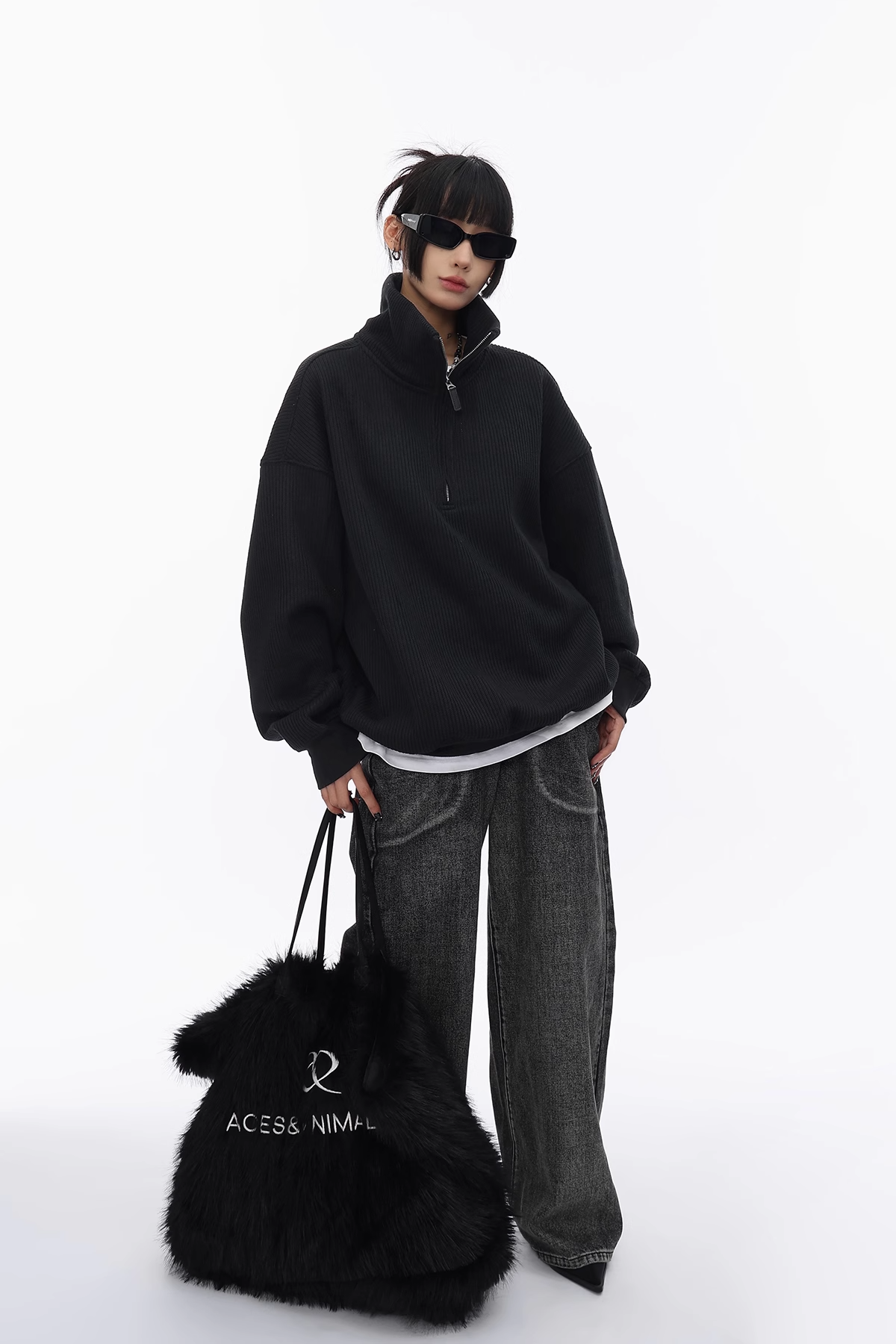 half-zip waffle knit/as1115