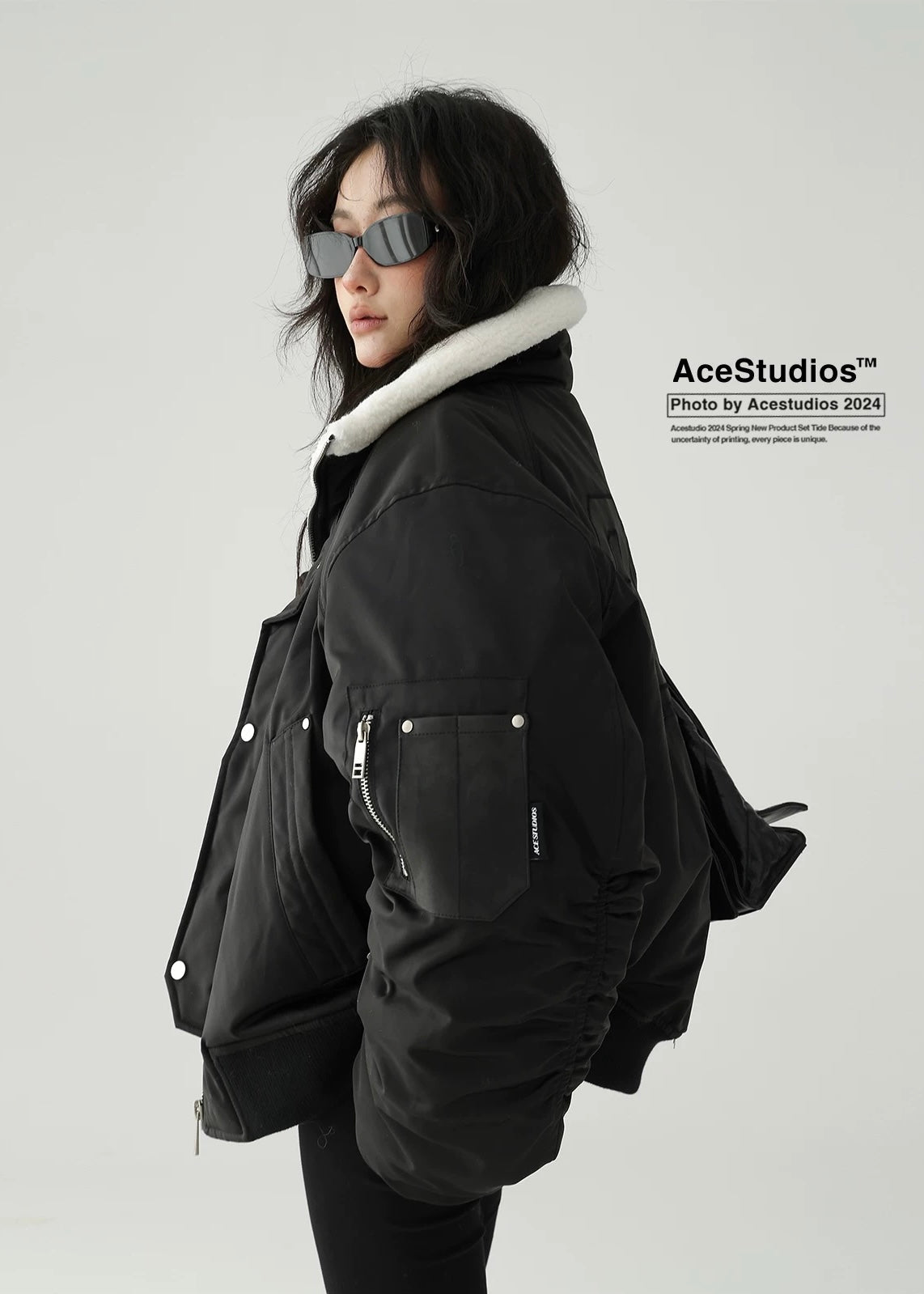 padded stand collar jacket / AS1159