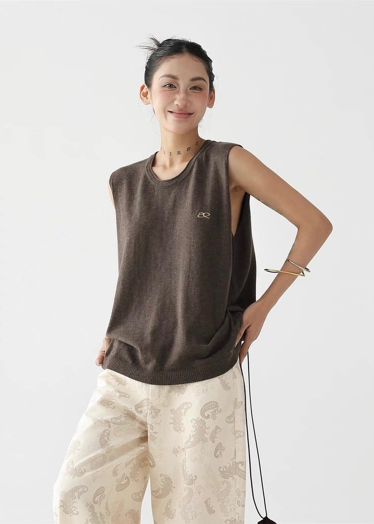 Simple loose knit vest top / AS1280