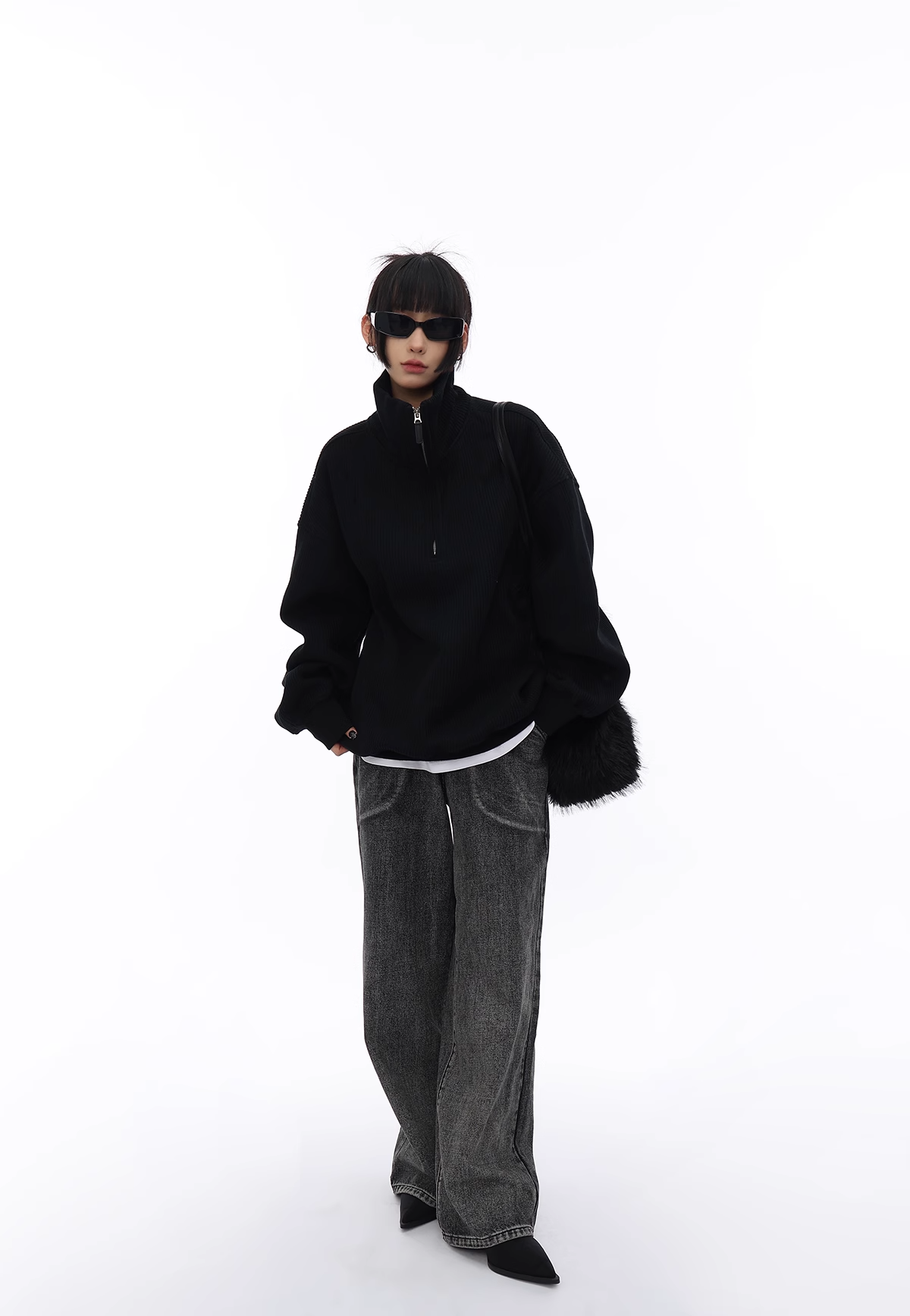 half-zip waffle knit/as1115