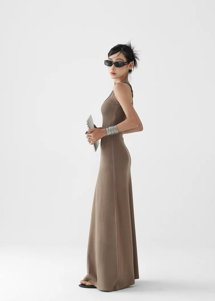 Slim back design long dress / AS1315