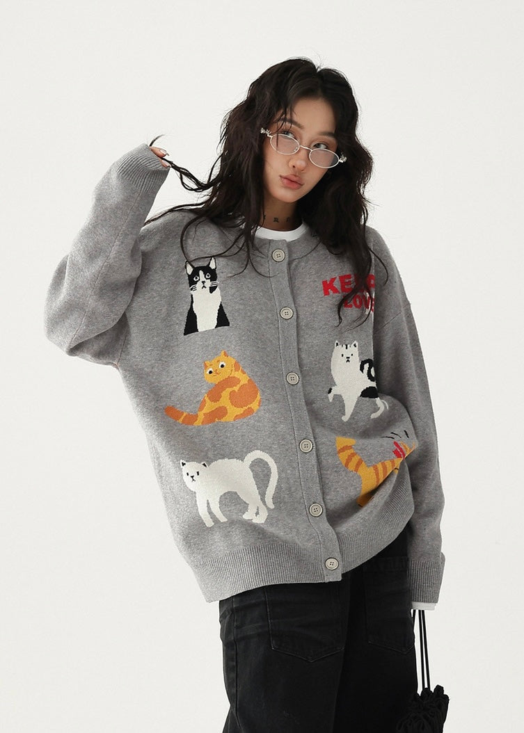 funny cat cardigan / AS1188