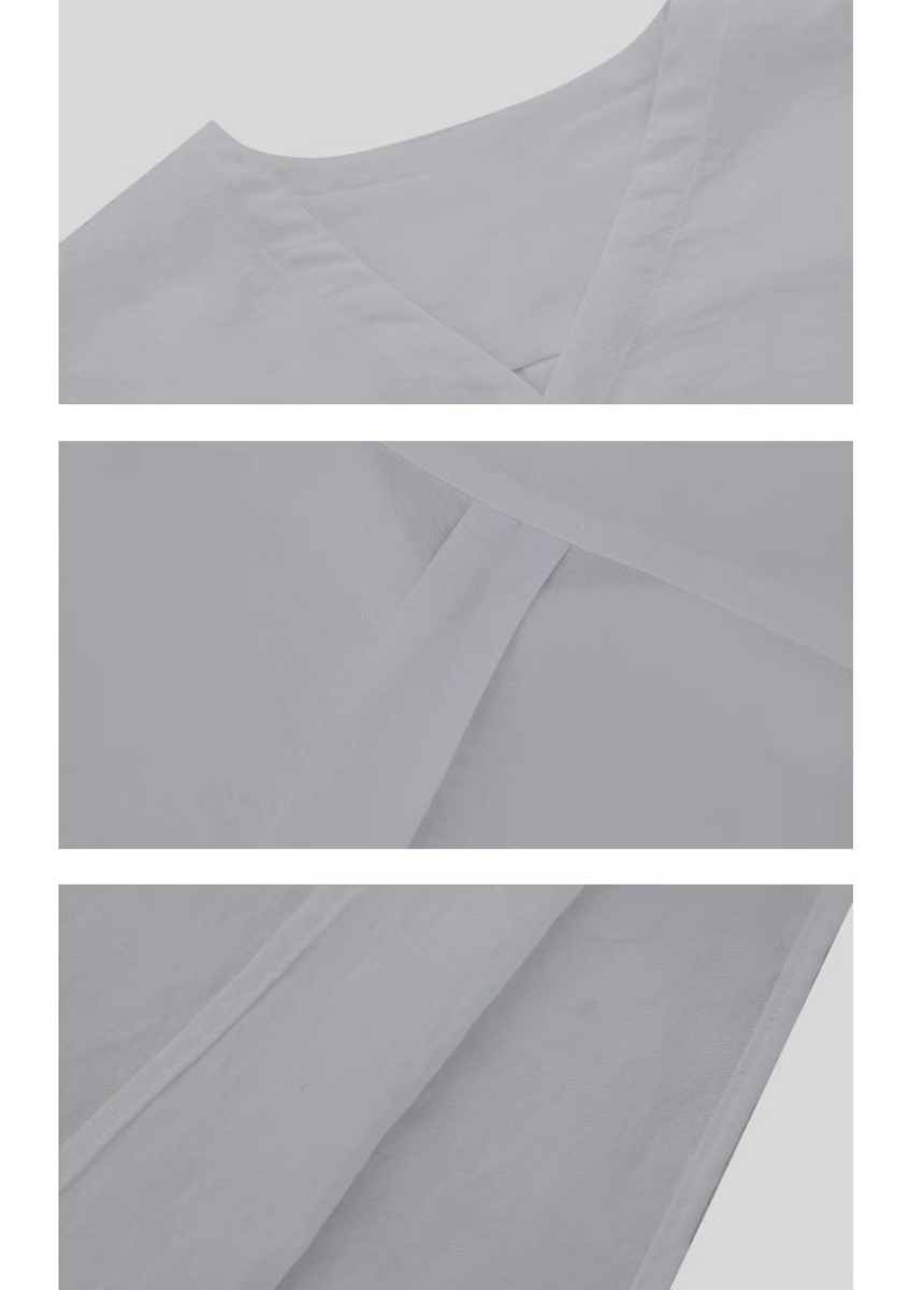 Loose single-breasted V-neck shirt / AS1316