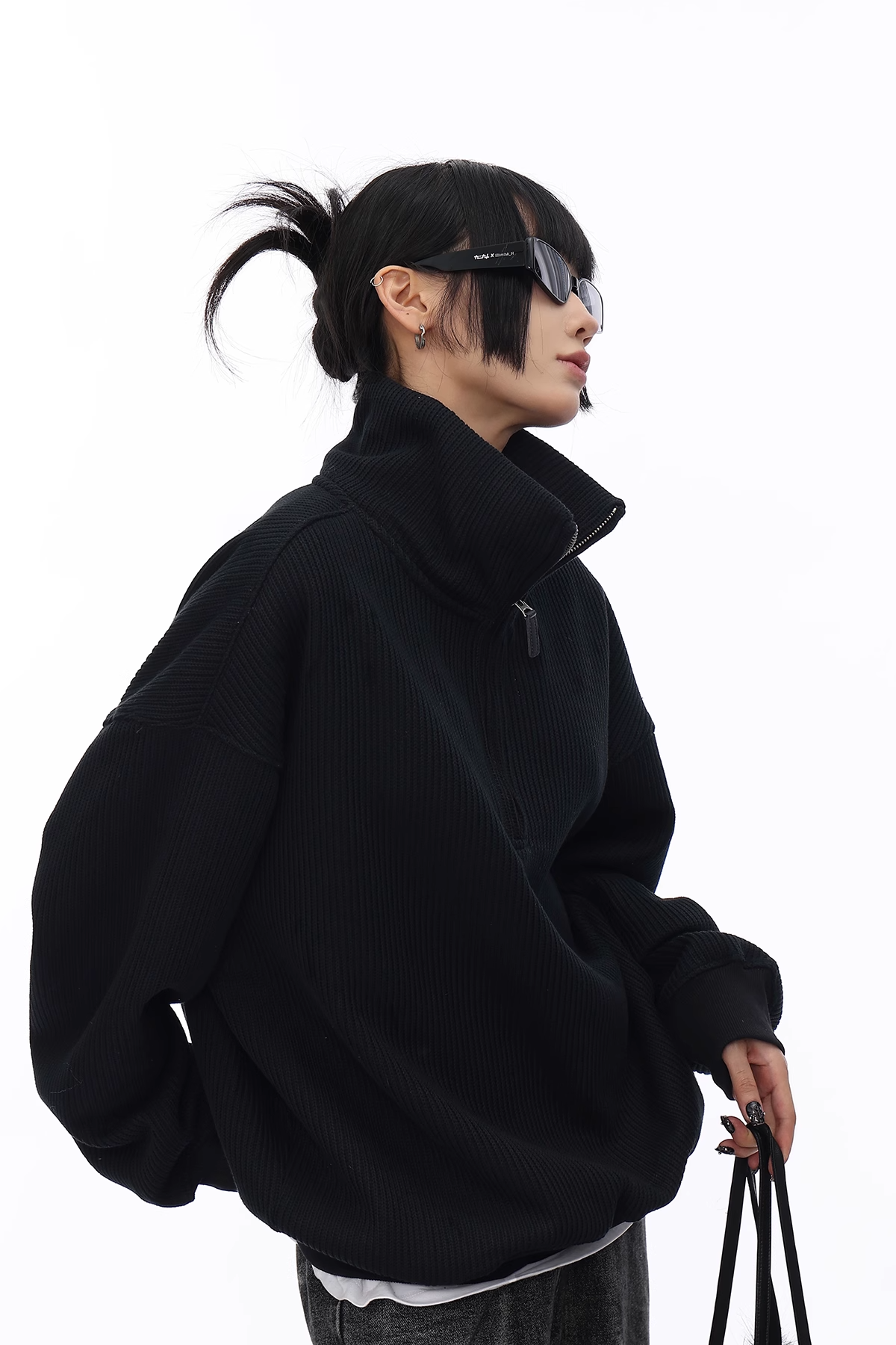 half-zip waffle knit/as1115
