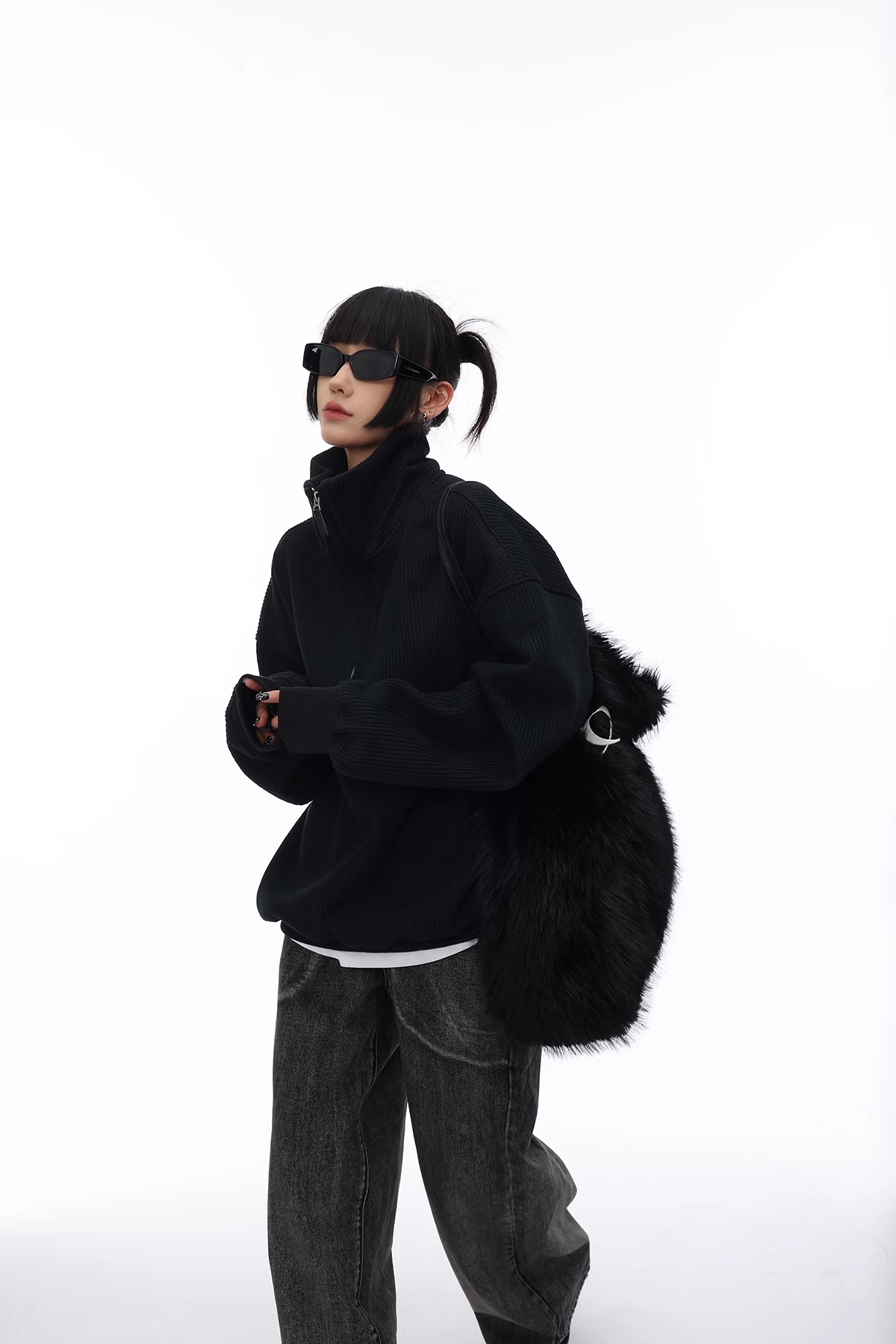 half-zip waffle knit/as1115