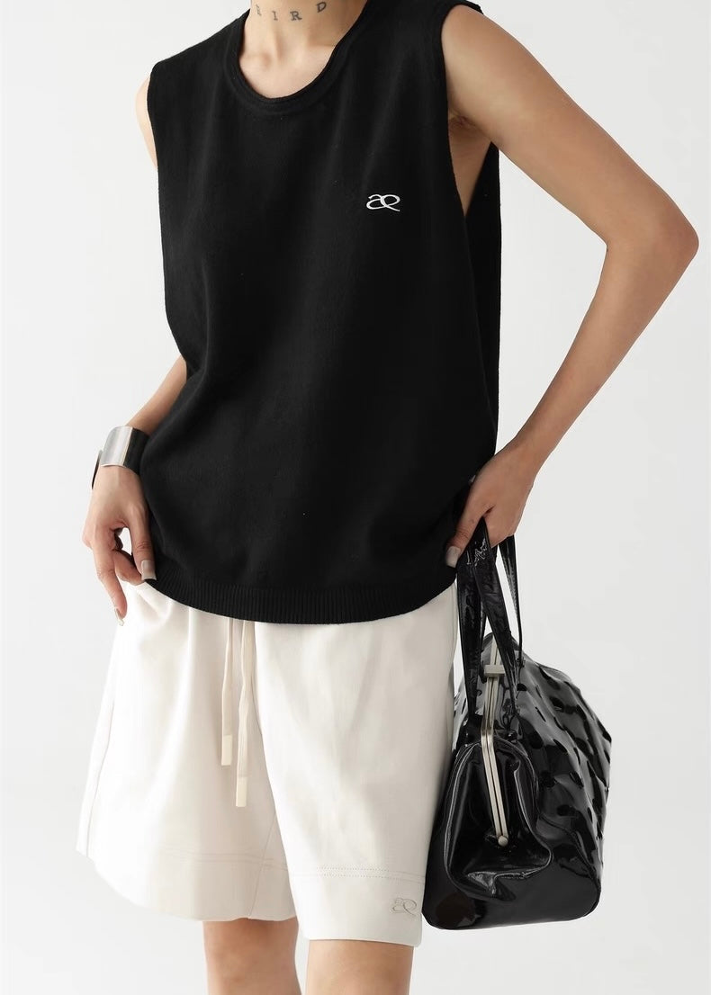 Simple loose knit vest top / AS1280