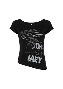 プリントイレギュラーヘム半袖シャツ / VO1195