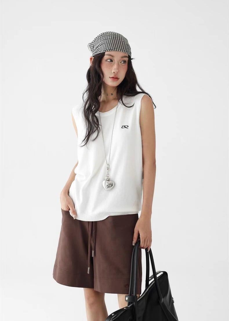 Simple loose knit vest top / AS1280