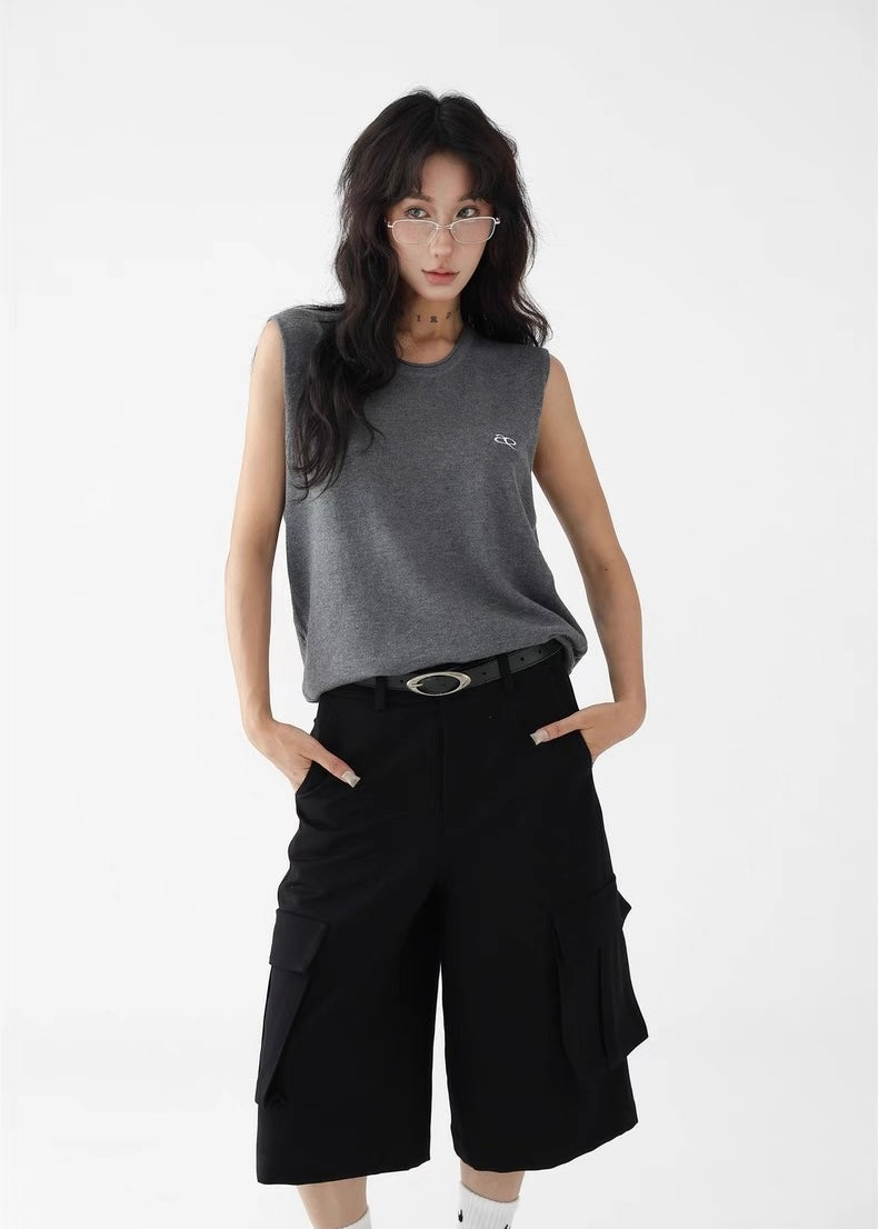Simple loose knit vest top / AS1280