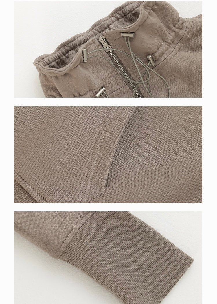 Double zip wide neckline hoodie / AS1205