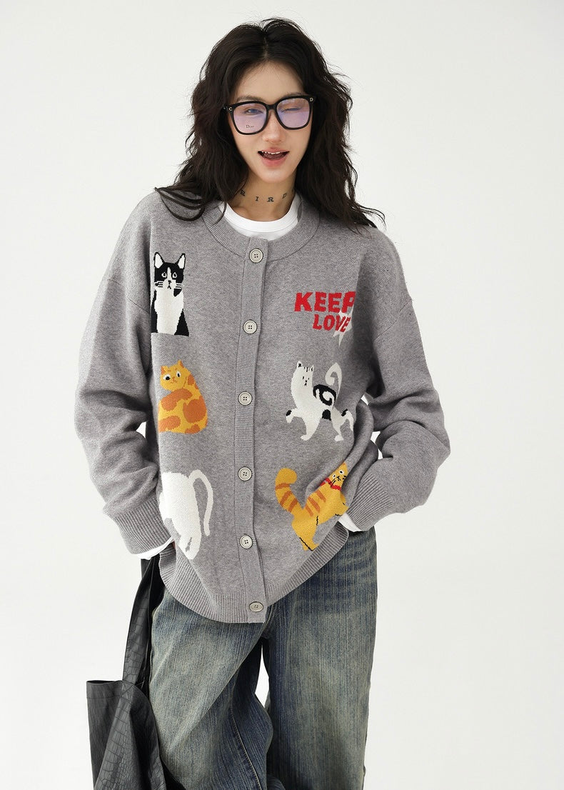 funny cat cardigan / AS1188