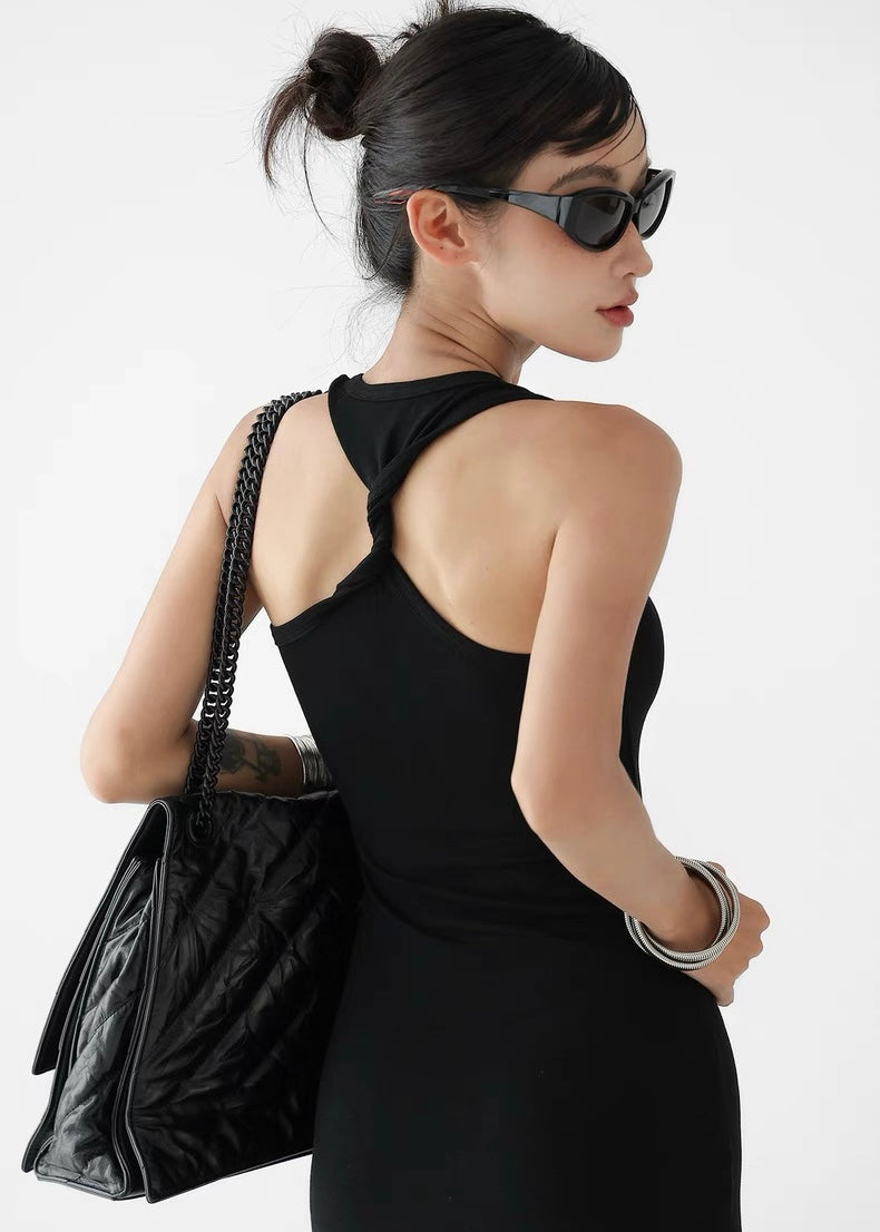 Slim back design long dress / AS1315