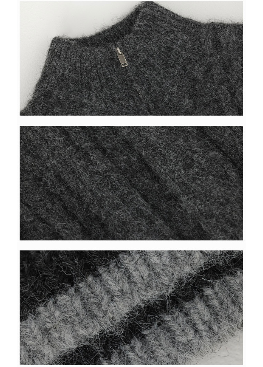 double zip knit cardigan / AS1184