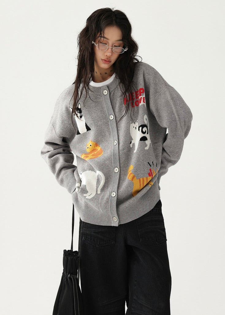 funny cat cardigan / AS1188