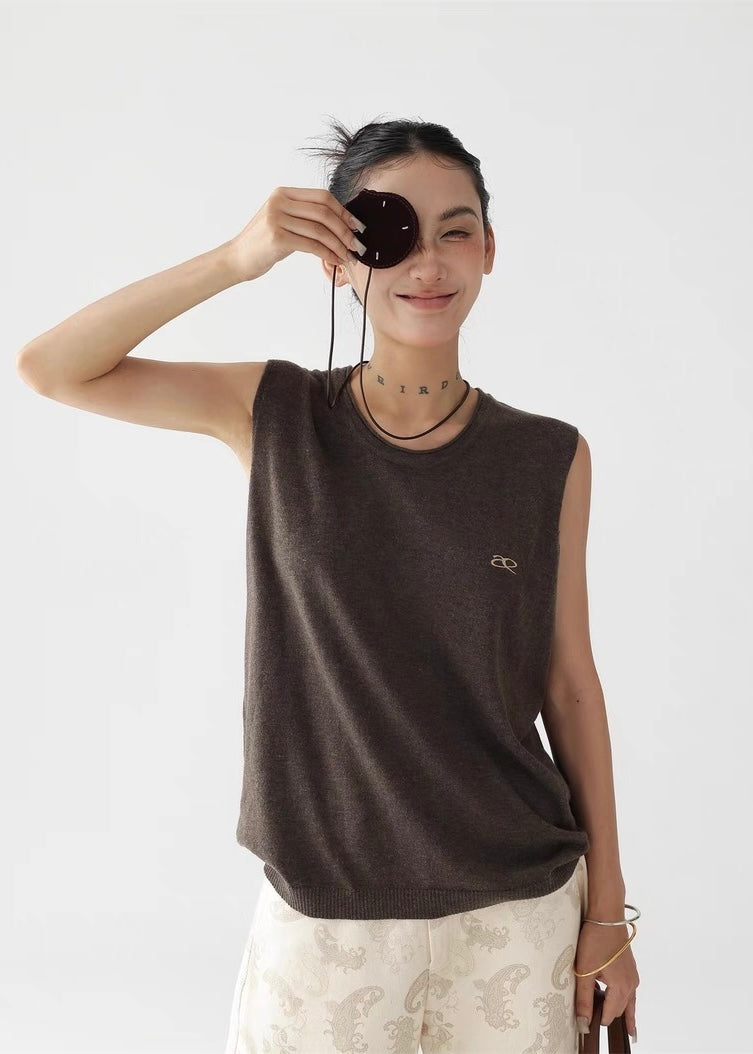 Simple loose knit vest top / AS1280