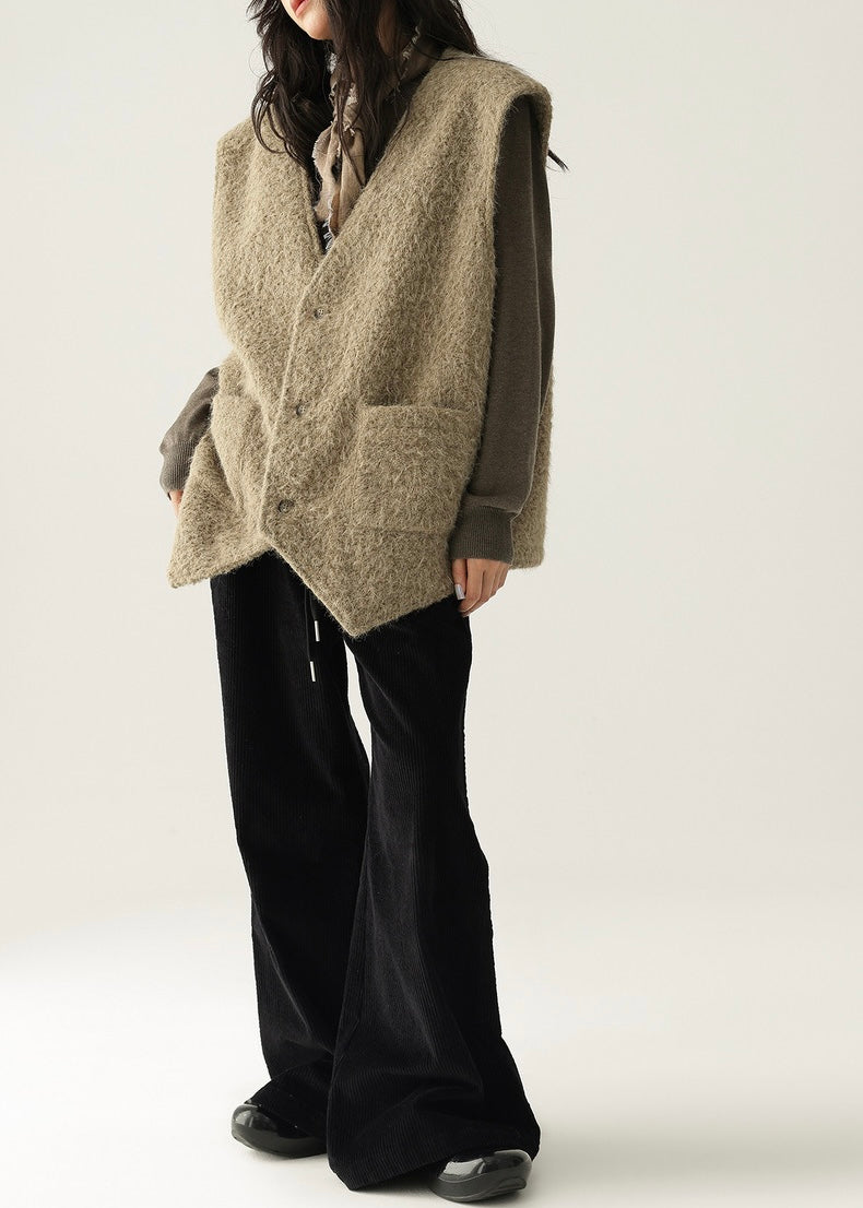 V-Neck Faux Wool Over Vest / LG1189