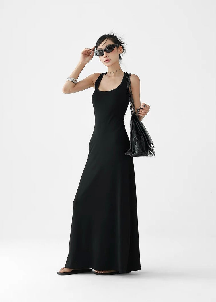 Slim back design long dress / AS1315