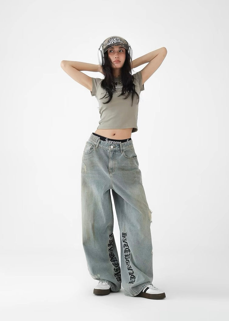 High street vintage loose jeans / AS1255