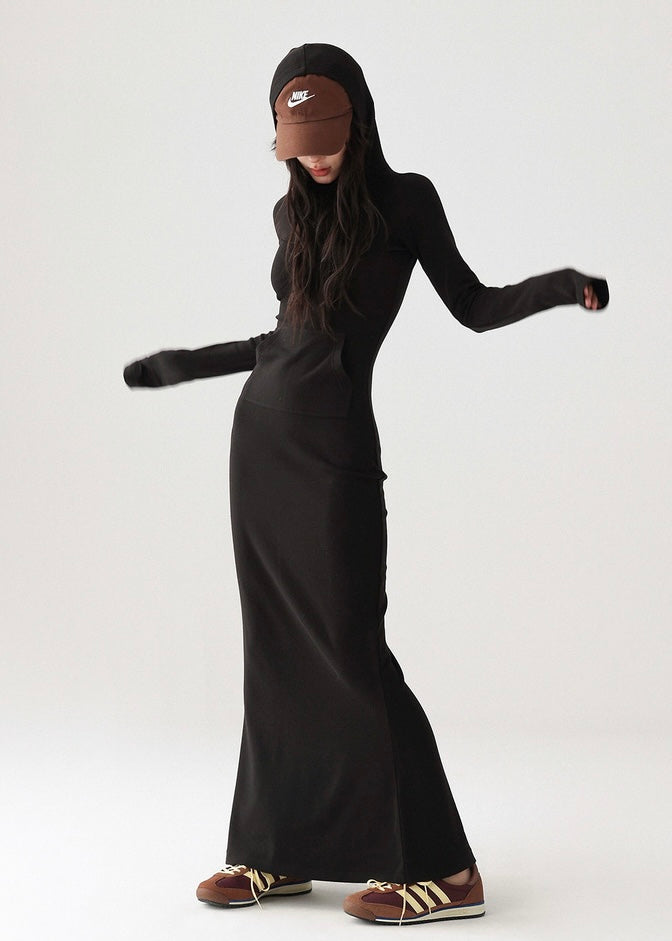 Hood Maxi Length Dress / AS1196
