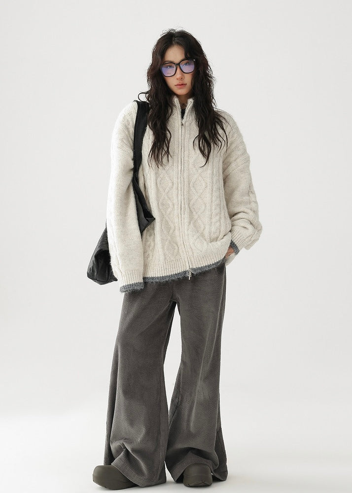 double zip knit cardigan / AS1184