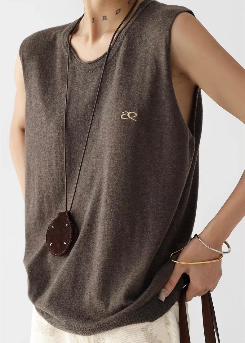 Simple loose knit vest top / AS1280