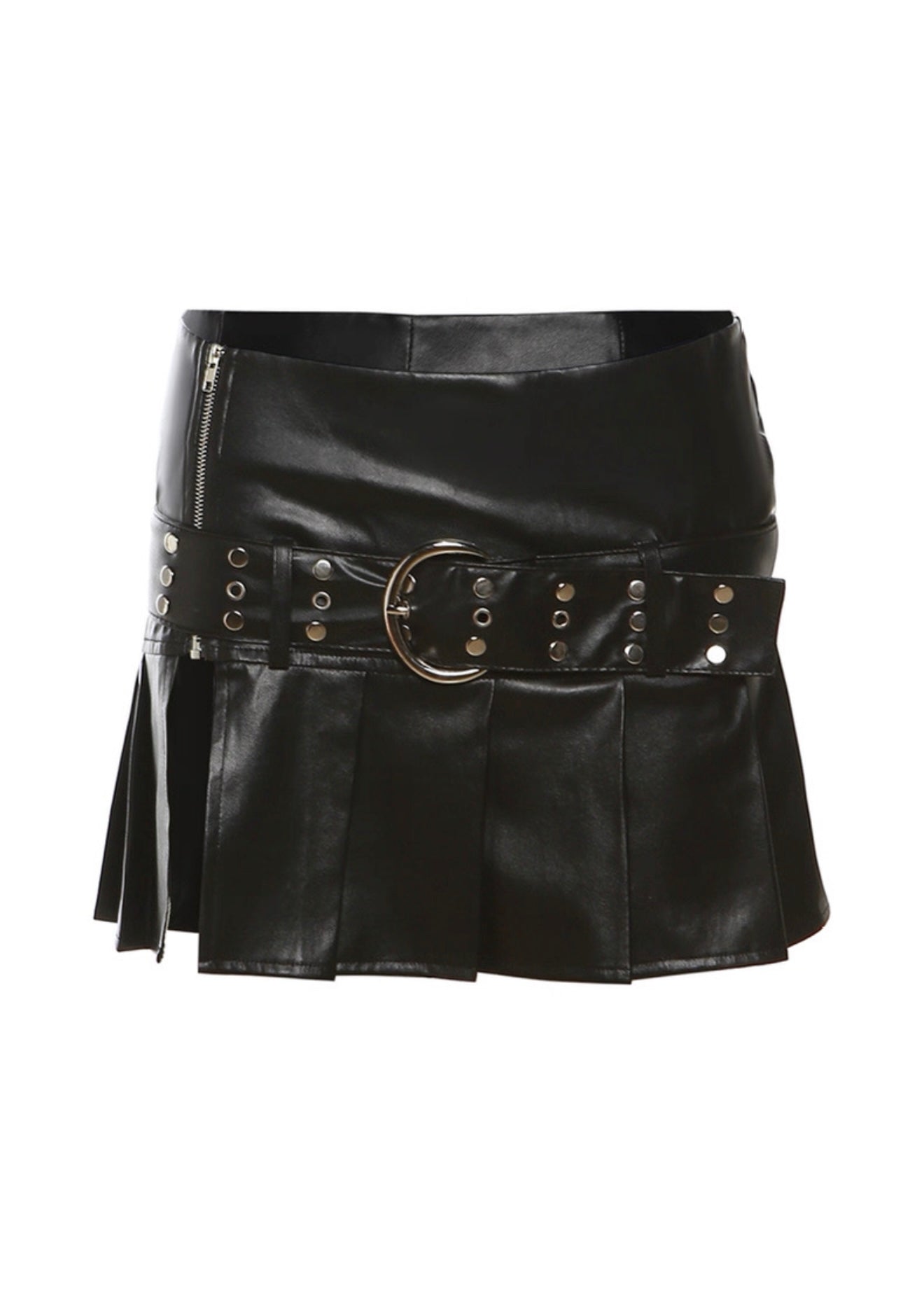 ベルト付きPUレザープリーツスカート / VO1207