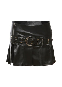 ベルト付きPUレザープリーツスカート / VO1207