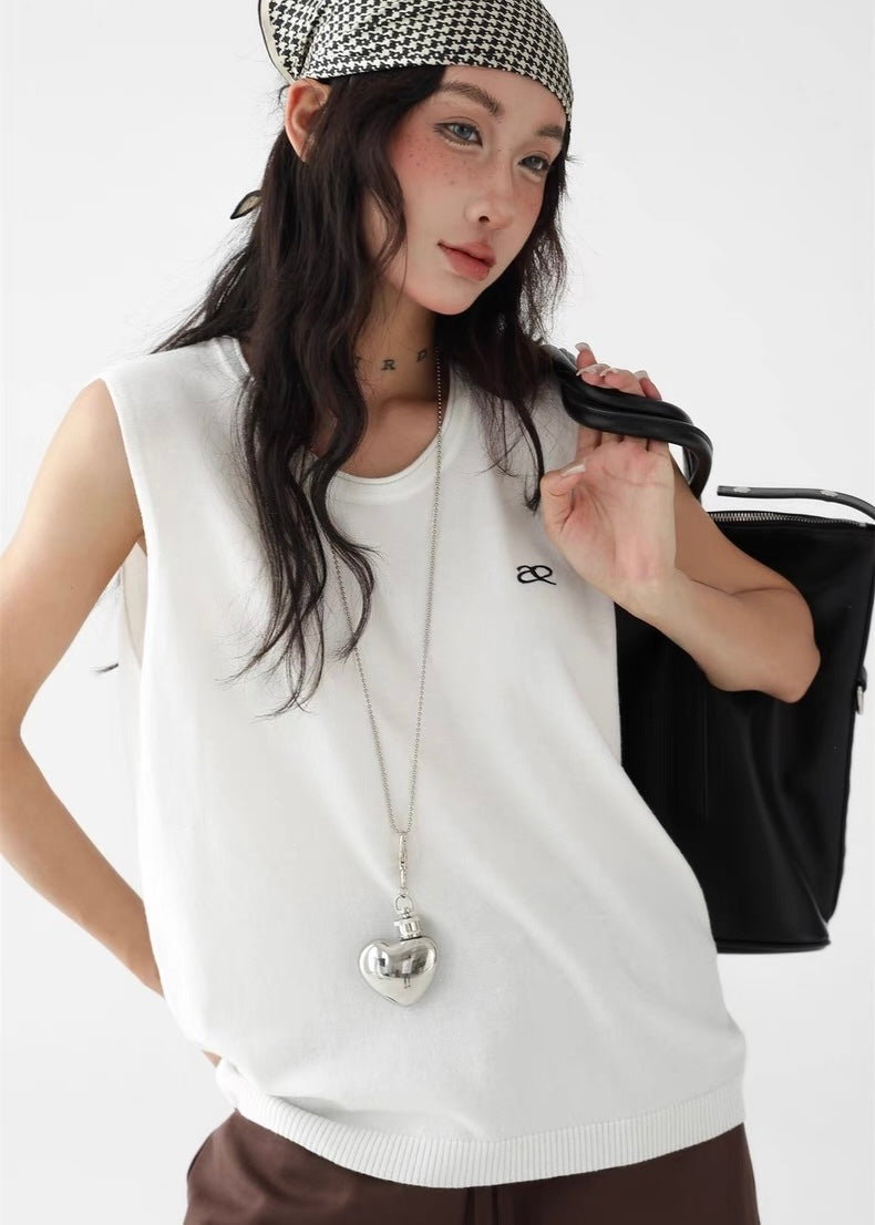 Simple loose knit vest top / AS1280