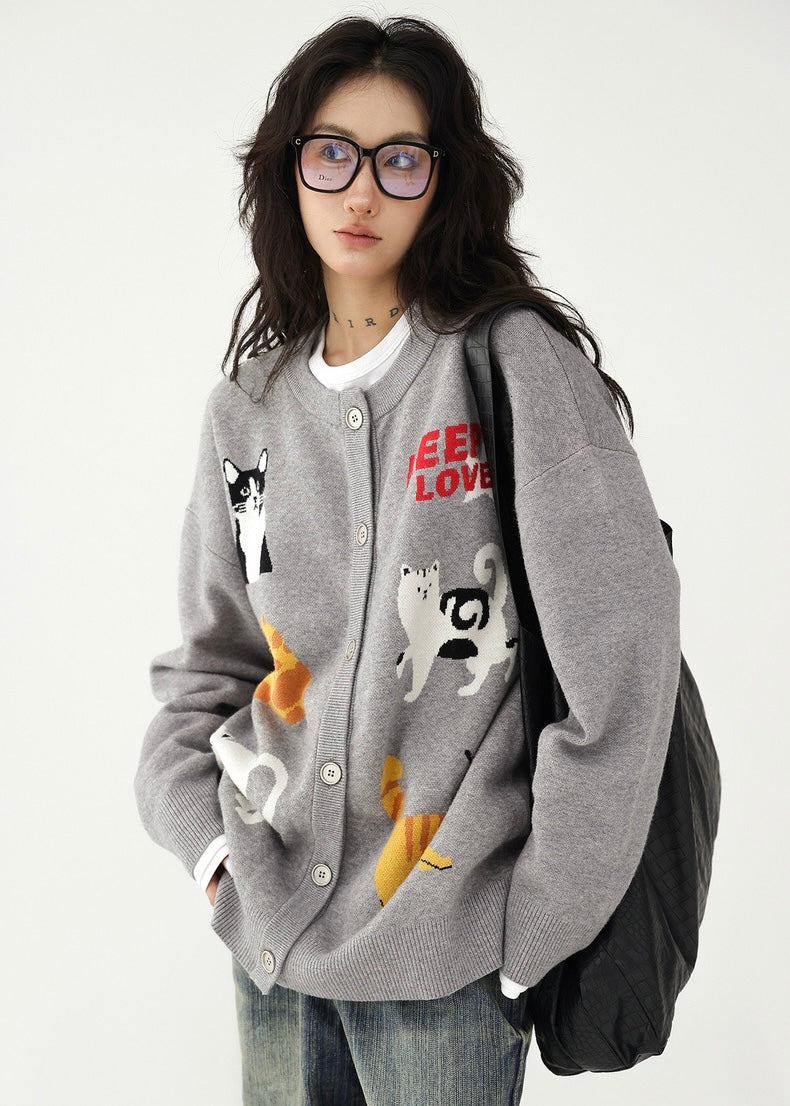 funny cat cardigan / AS1188