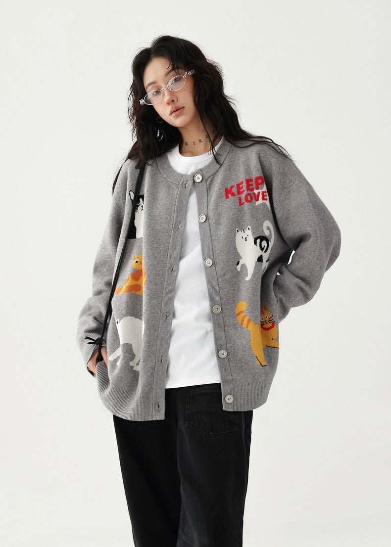 funny cat cardigan / AS1188