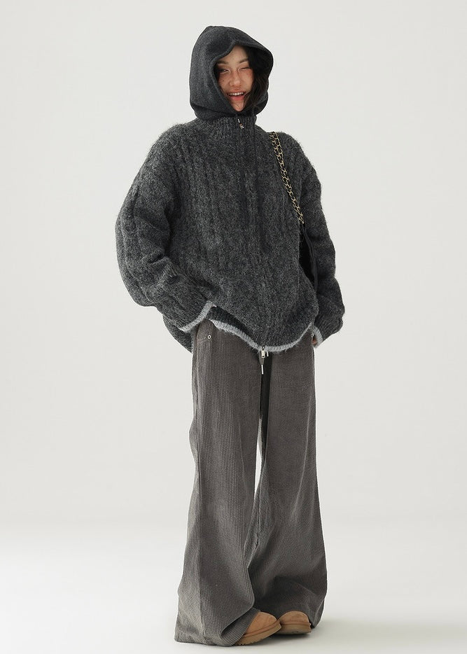 double zip knit cardigan / AS1184