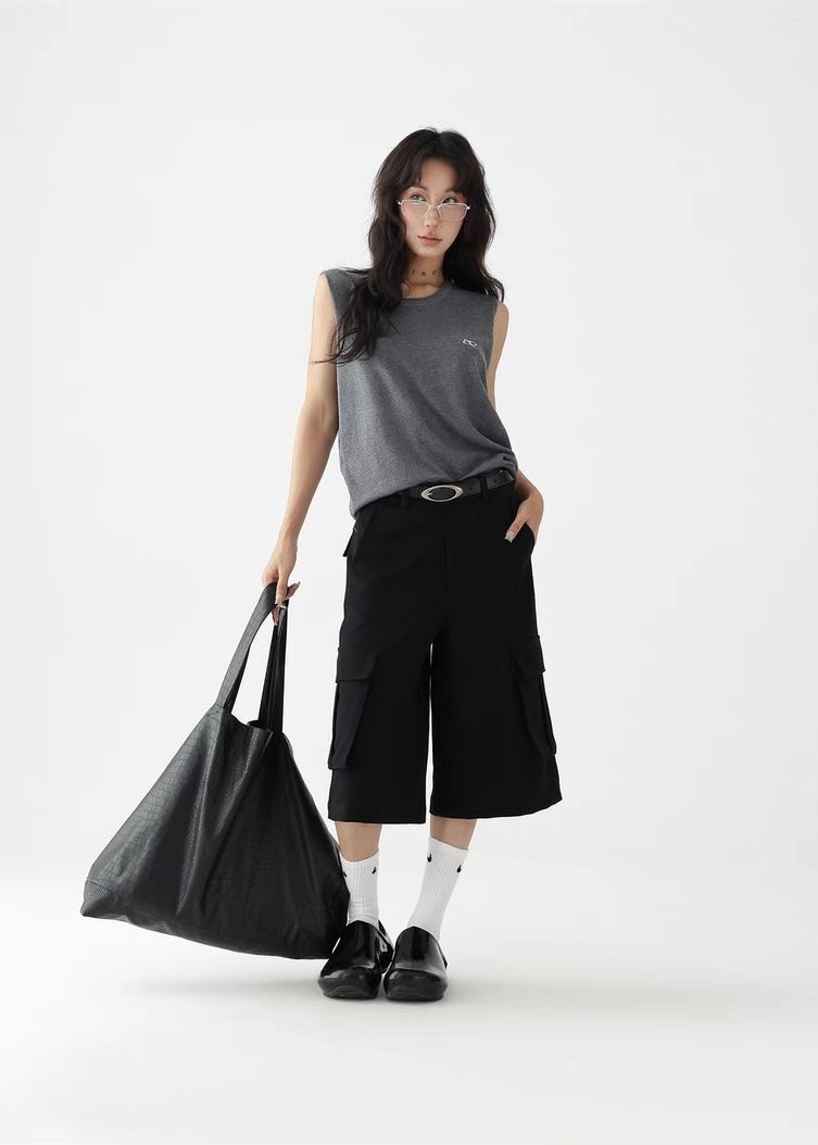 Simple loose knit vest top / AS1280