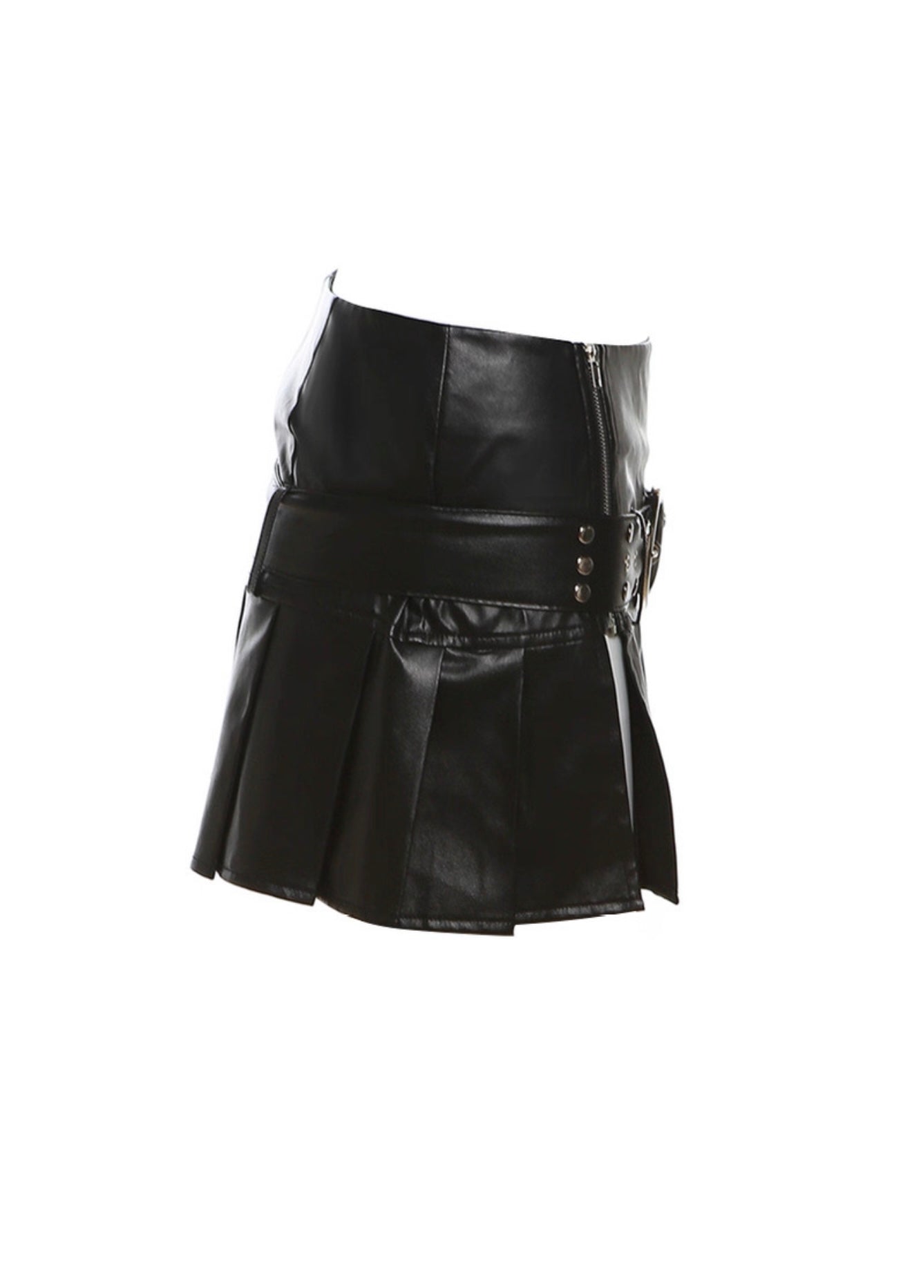 ベルト付きPUレザープリーツスカート / VO1207