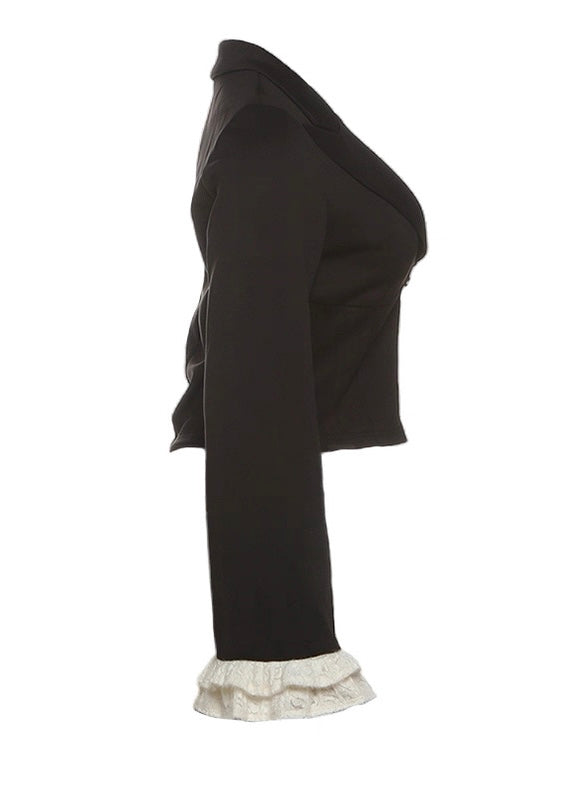 ジッパーフリルクロップドジャケット / vo1263